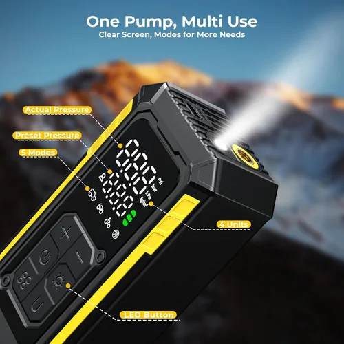Miniatura 4 de Inflador de neumáticos, compresor de aire portátil, inflador de neumáticos portátil de 150 PSI para automóvil con indicador digital, bomba de aire
