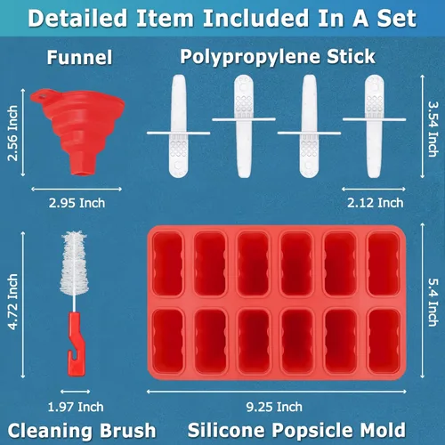 Miniatura 6 de Moldes de paletas de silicona de 12 cavidades, molde de paleta de hielo casero para niños, adultos y adolescentes, moldes de helado libres de BPA