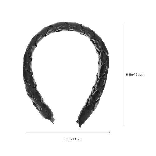 Miniatura 6 de Beaupretty Diademas trenzadas de cuero diadema ancha trenzada: diadema ancha de cuero a cuadros, diadema ancha y dura, tocado de moda para niñas