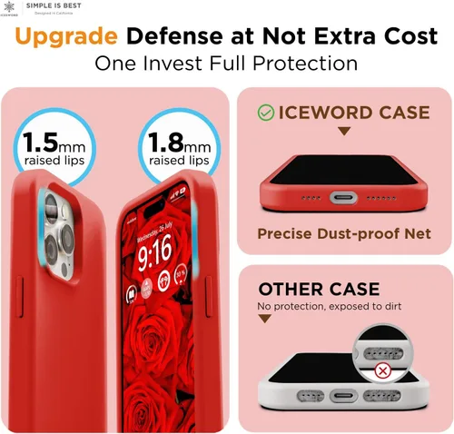 Miniatura 3 de IceSword Funda compatible con iPhone 15 Pro, silicona líquida, delgada, protección de cuerpo completo, suave, antiarañazos, color rojo, para hombres