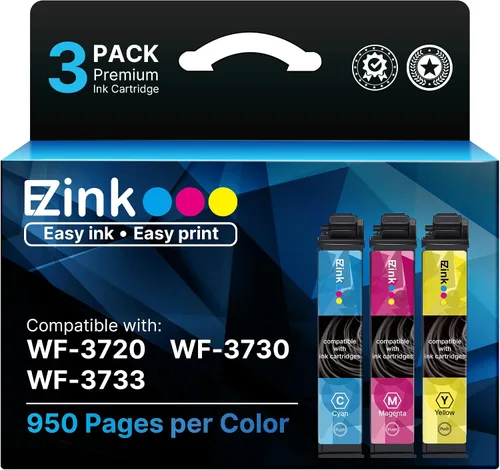E-Z Ink Cartucho de tinta remanufacturado de repuesto para 702XL para impresora Epson Workforce Pro WF-3720 WF-3730 WF-3733 (1 cian, 1 magenta, 1