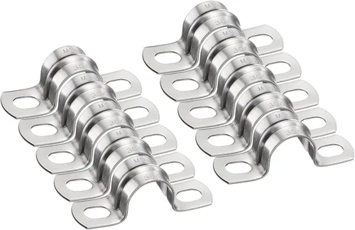 Miniatura 11 de HARFINGTON 10 abrazaderas de conducto de 5/16 pulgadas y 0.315 in, abrazadera de tubo M8 U, correa de tubo rígida de acero inoxidable, soporte