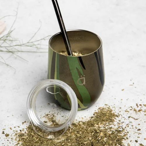Miniatura 4 de Kalmateh Yerba Mate Gourd - Vaso mate de acero inoxidable de doble pared con tapa sin BPA, popote de filtro Bombilla y cepillo de limpieza, perfecto