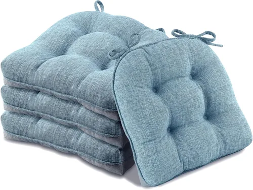 Miniatura 19 de Basic Beyond Paquete de 4 cojines para sillas de comedor, cojines para sillas de comedor con lazos y respaldo antideslizante, 15.5 x 15.5 pulgadas
