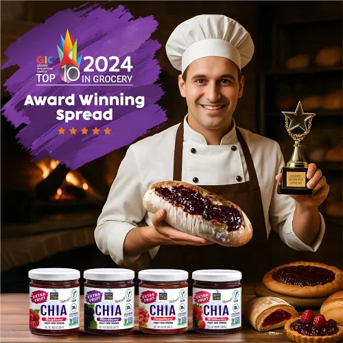 Miniatura 5 de World of Chia Extra Fruit Spread - Todo natural, sin gluten, vegano, bajo en azúcar, Omega 3, Kosher, fabricado en Estados Unidos, verificado sin