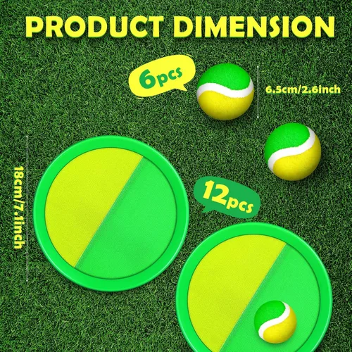 Miniatura 2 de Charniol Juego de juguetes para niños, 12 palas, 6 pelotas, juegos de deportes al aire libre, juego de pelota de lanzamiento con paletas, juguetes