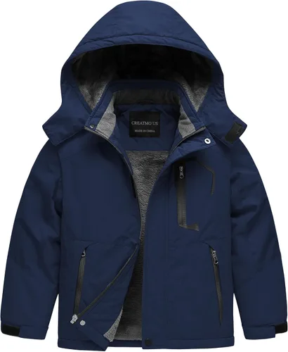 Miniatura 20 de CREATMO US Chaqueta de esquí impermeable para niño, abrigo de nieve cálido para invierno, resistente al viento, chaqueta de lluvia para snowboard