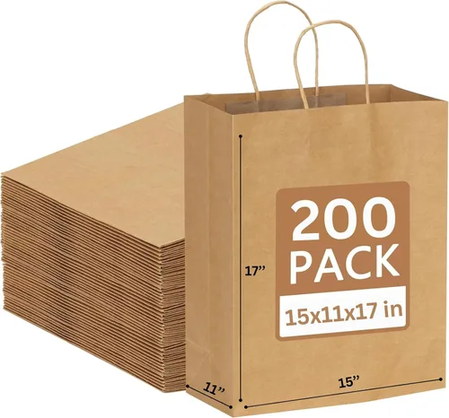 Miniatura 10 de Jet Paper Bags - Paquete de 50 bolsas de papel kraft de 11 x 6.5 x 11 pulgadas, medianas con asas, a granel, bolsas de papel de estraza