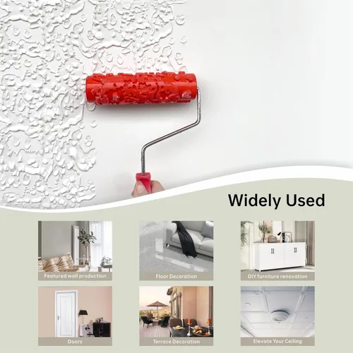 Miniatura 6 de Nichiyo Rodillo de textura de 7 pulgadas, rodillo de pintura con patrón artístico decorativo DIY, rodillo de goma para decoración de paredes, EG323T