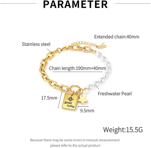 Miniatura 3 de Pulsera para mujer, delicadas pulseras de perlas, pulseras de perlas con dijes de acero inoxidable
