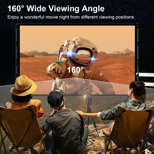 Miniatura 4 de TOWOND - Pantalla de proyector portátil con soporte, pantalla de proyector portátil de 100 pulgadas, respaldo negro, pantalla de cine