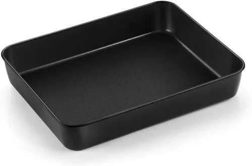 Miniatura 8 de TeamFar Sartén para lasaña, 9.4 x 7 x 2 pulgadas de acero inoxidable para hornear horneado profundo para horno tostador, sartén rectangular de Negro