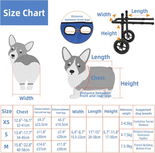 Miniatura 2 de Silla de ruedas mejorada para patas traseras, silla de ruedas ajustable para perros pequeños para discapacitados, lesionados, paralizados, perros