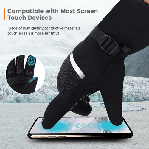 Miniatura 5 de LERWAY Guantes de esquí impermeables de invierno guantes de nieve cálidos para pantalla táctil, resistentes al viento, para hombres y mujeres