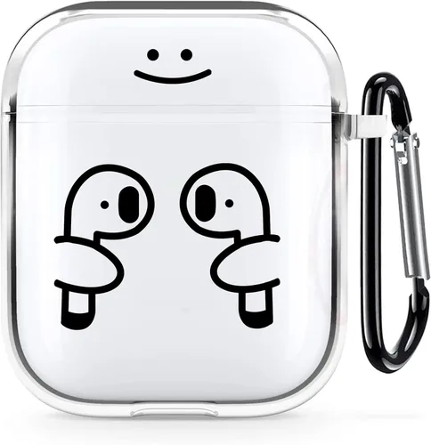 Miniatura 40 de Funda transparente para AirPods de 2ª generación de 1ª generación, diseño de gatito kawaii para mujeres, hombres y niños, funda de carga de TPU