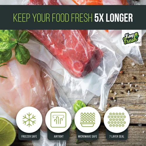 Miniatura 2 de Keep Fresh Food - Rollos selladores al vacío (11 pulgadas x 50 pies, 2 rollos), bolsas de almacenamiento de alimentos de 3.5 mil para almacenamiento