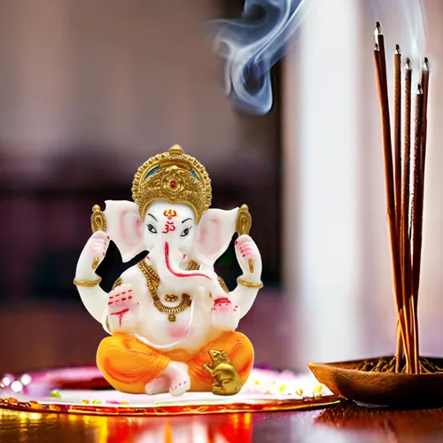Estatua de Dios indio Señor Ganesha de 5.5 pulgadas de alto, estatuas de ídolo hindú Ganesh Murti para decoración de automóvil, templo Mandir Pooja,