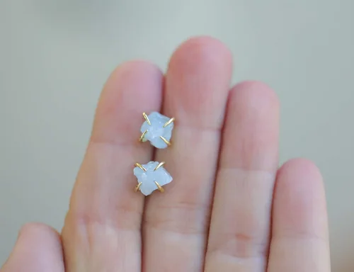 Miniatura 15 de Pendientes de tuerca de piedra preciosa cruda, idea de regalo para el día de la madre, graduación, moda de verano