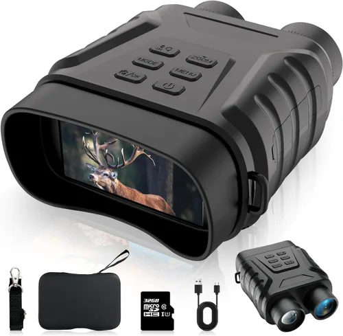 Gafas de visión nocturna, prismáticos de visión nocturna infrarroja 4K para adultos, pantalla grande de 3 pulgadas, zoom digital 8X, luz IR