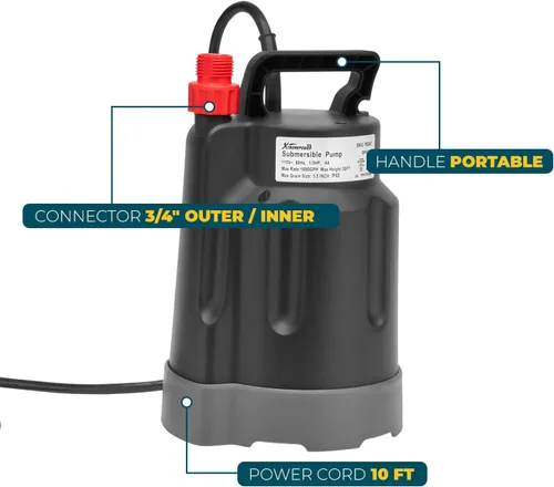 Miniatura 3 de XtremepowerUS Bomba de agua sumergible 1/3 HP 1700GPH Bomba de utilidad termoplástica de alto flujo Bomba de agua de transferencia eléctrica Tina