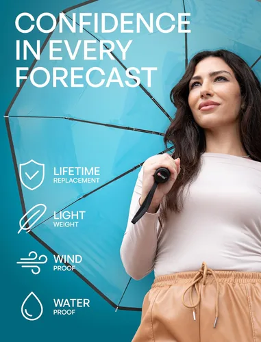 Miniatura 108 de REPEL Windproof Travel Umbrella - Compact & Withstands Winds up to 85MPH , Strongest Premium Auto Folding Umbrella for Rain and Sun - Durable, Light