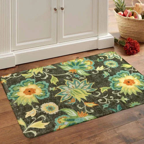 Miniatura 36 de Lahome - Tapete floral con estampado de cachemira, lavable, antideslizante, pequeño, anti-manchas, suave, para baño, entrada, dormitorio, Negro