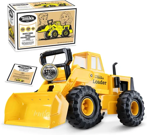 Tonka Cargador frontal retro, edición de coleccionista, fabricado con 2 veces más acero, juguete de construcción para niños, camión de metal, camión