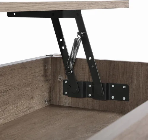 Miniatura 5 de Yaheetech Mesa auxiliar moderna con parte superior elevable con compartimento de almacenamiento oculto y 2 estantes abiertos, mesa de centro