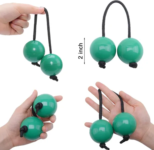 Miniatura 2 de MGTECH Paquete de 2 bolas agitadoras Asalato Kashaka, instrumento de ritmo tradicional africano Aslatua, verde