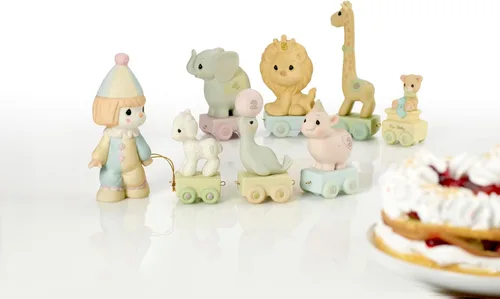 Miniatura 5 de Precious Moments "Que tu cumpleaños sea gigantesco" Figura de elefante de porcelana de bizcocho de 4 años, parte de la serie Tren de cumpleaños