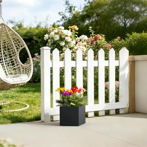 Miniatura 5 de Kante Maceta cuadrada de hormigón de 10 pulgadas para exteriores, interiores, patio, jardín, maceta grande con orificio de drenaje y tapón de goma
