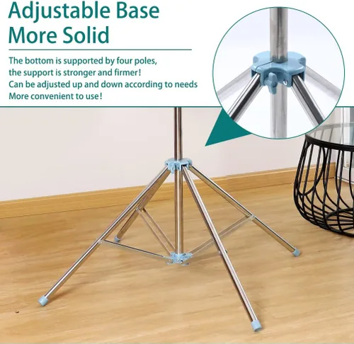 Miniatura 7 de Hershii Estante de secado de ropa plegable de 2 niveles para interiores y exteriores, soporte plegable para colgar ropa, ahorro de espacio