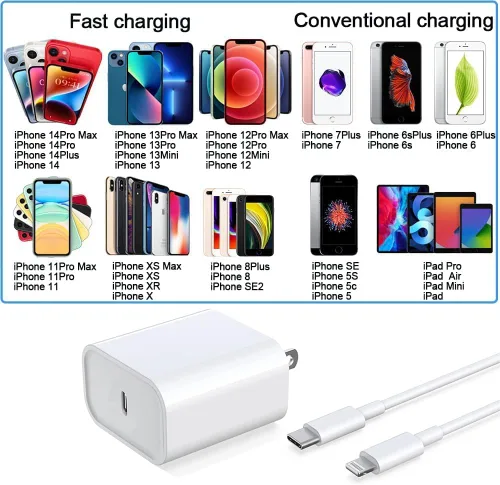 Miniatura 6 de DABUSTAR Cargador Rápido para iPhone, Bloque Cargador de Pared USB C PD de 33W con [Certificado MFi] Cable Tipo C a Lightning de 6 pies de Carga