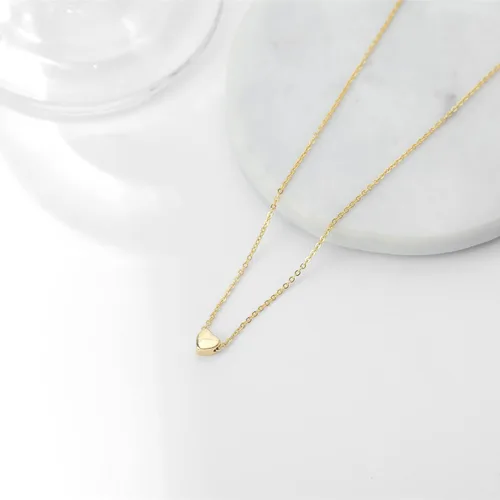 Miniatura 6 de Delicado collar con pequeño dije de corazón de oro, (además hay modelos con dije de corazón con inicial, con dije de rosa y con circonia cúbica)