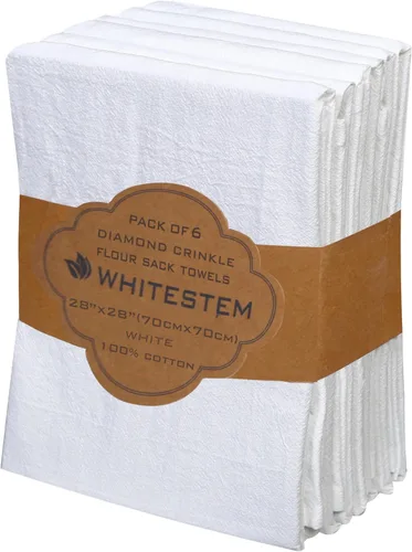 Miniatura 20 de Toallas de saco de harina, toalla de té para manualidades, toalla de cocina, toallas de secado de platos, toalla de algodón en blanco para bordado