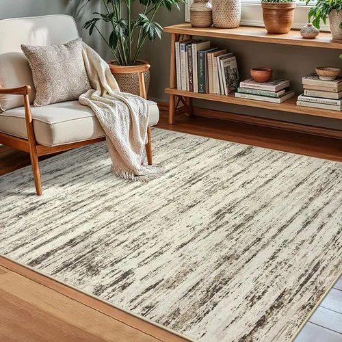 Miniatura 40 de Lansny Alfombra moderna abstracta de 2 x 5 pies, color negro, gris, blanco, lavable, alfombra de entrada para cocina, alfombra antideslizante suave