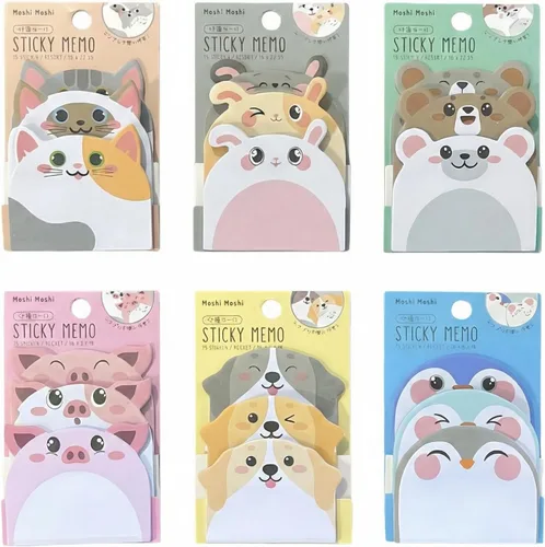 Lindas notas adhesivas paquete de 6 – 270 hojas de notas autoadhesivas, notas adhesivas de dibujos animados Kawaii para planificador, suministros