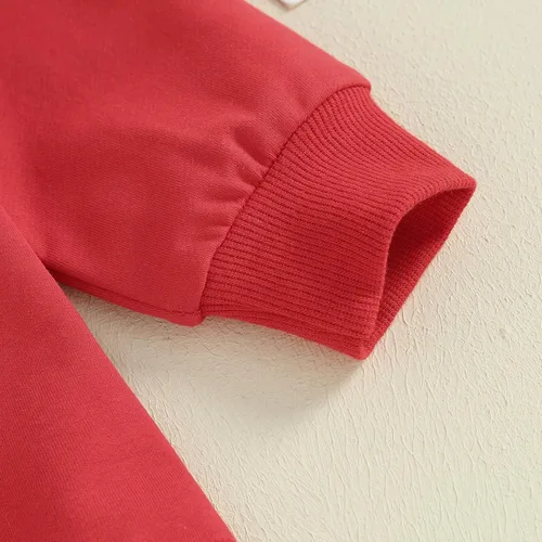 Miniatura 27 de SOLILOQUY Traje de manga larga con cuello redondo para el primer día de San Valentín para bebé niño y niña, mameluco de corazón de amor