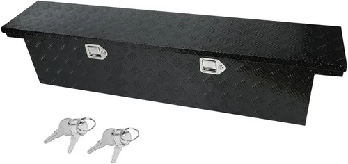 Miniatura 22 de Caja de herramientas de aluminio negro de 39 x 13 x 10 pulgadas con cerradura y llaves, caja de herramientas de 5 barras de banda de rodadura, caja
