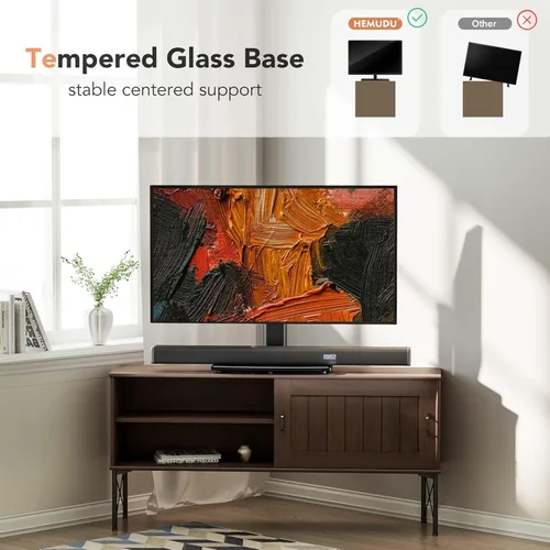 Miniatura 5 de Hemudu - Soporte universal giratorio para TV de 21 a 50 pulgadas con rotación de 90 grados, base de mesa con 4 niveles de altura ajustable, base