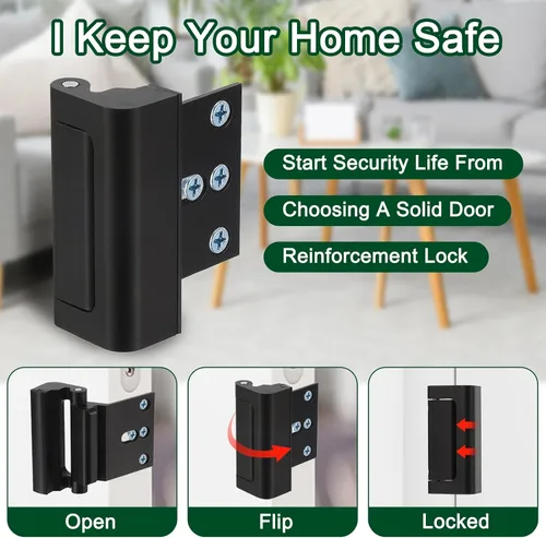 Miniatura 3 de uxcell Paquete de 2 cerraduras de seguridad para puerta para el hogar, cerradura de refuerzo de puerta de 3 pulgadas, soporta 800 libras, puertas