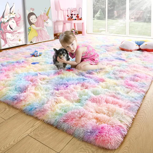 Miniatura 24 de Noahas - Alfombras mullidas de 4 x 6 pies para dormitorio y sala de estar, alfombra gruesa y peluda de color gris, alfombra de suelo antideslizante