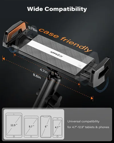 Miniatura 4 de APPS2Car Soporte para portavasos para iPad, brazo de aleación ajustable para automóvil, soporte para tableta, viaje por carretera, esencial