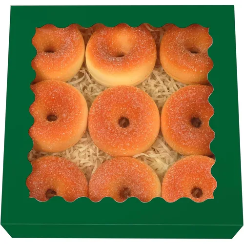 Miniatura 9 de qiqee - Cajas de repostería rosas autodeslizables 50 paquetes, cajas para pasteles de 8 x 8 x 2.5 pulgadas con ventana Rosado