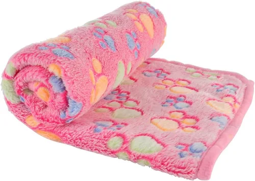 Manta de forro polar súper suave y cálida para mascotas, manta de franela para cachorros con estampado de patas para perro, cachorro y gato (47 x 31