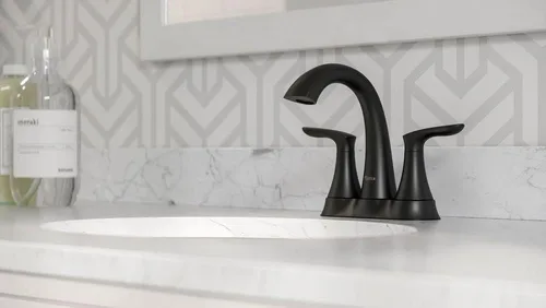 Miniatura 8 de Pfister Weller LG48WRPB - Grifo para lavabo de baño, centro de 4 pulgadas, 2 asas, 3 agujeros, acabado negro mate, LG48WRPB Mate negro