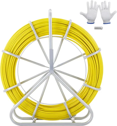 VEVOR Cinta Pasacables de Fibra de Vidrio, 600 pies, 5/16 pulgadas, Varilla Guía Cinta Pasacables Tiracables, Varilla Pasacables con Soporte de
