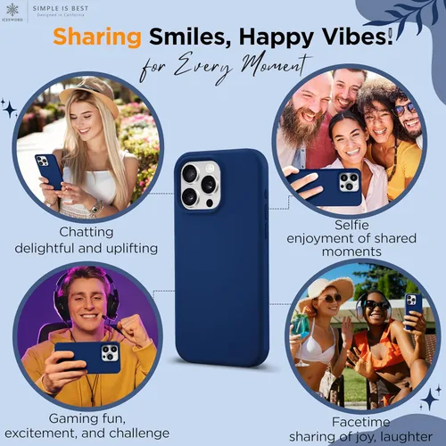 Miniatura 6 de IceSword Funda compatible con iPhone 15 Pro Max, color azul, funda de silicona líquida, delgada, protección de cuerpo completo, suave antiarañazos