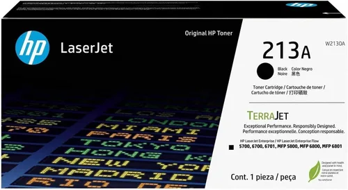 Miniatura 2 de HP 213A Cartucho de tóner original LaserJet negro, W2130A. Funciona serie de impresoras: 5700, 5800, 6700, 6701, 6800, 6801.