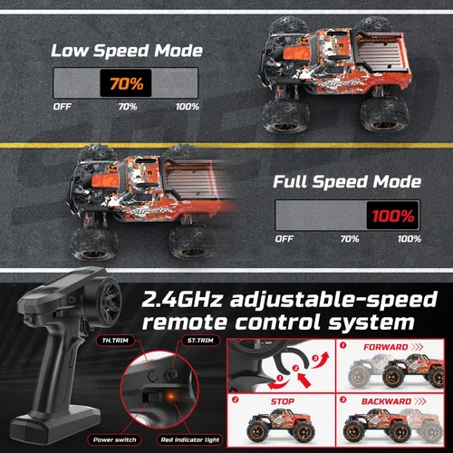 Miniatura 6 de DEERC H16R - Autos RC rápidos sin escobillas, auto de control remoto de alta velocidad 1:16, 52 KM/H, camión monstruo RC 4 x 4, impermeable